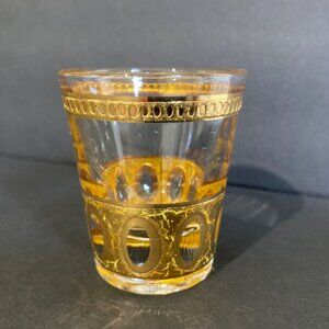 Vintage Mid Century Culver Antigua 22KT Gold Shot Glass Bar Ware